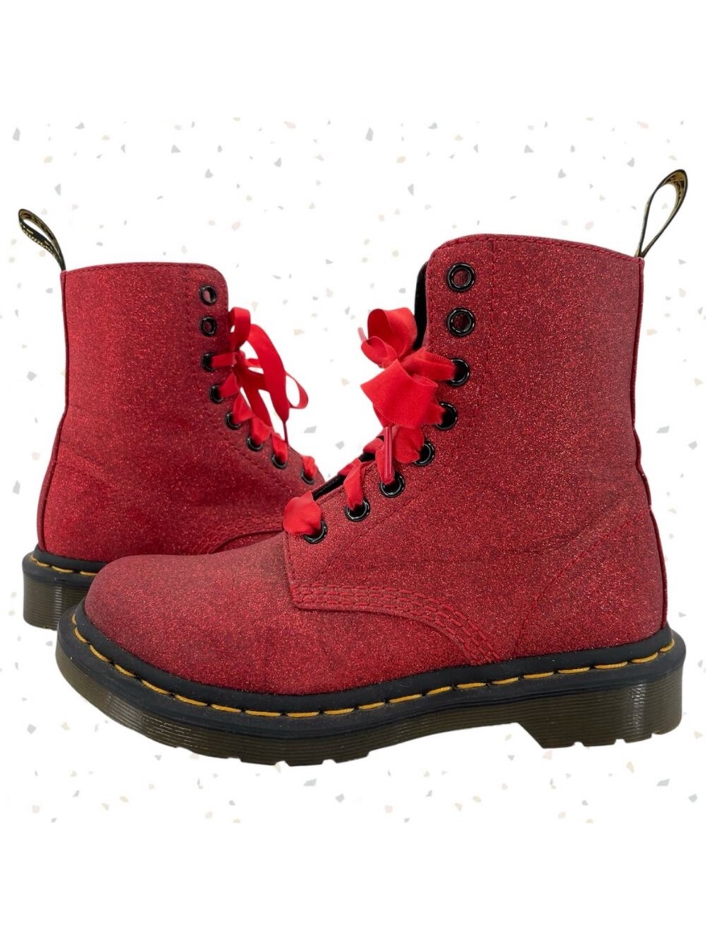 Dr. Martens Red Glitter Boot 1460 Pascal Sparkle Wizard of Oz Lug Sole Glimmer 5